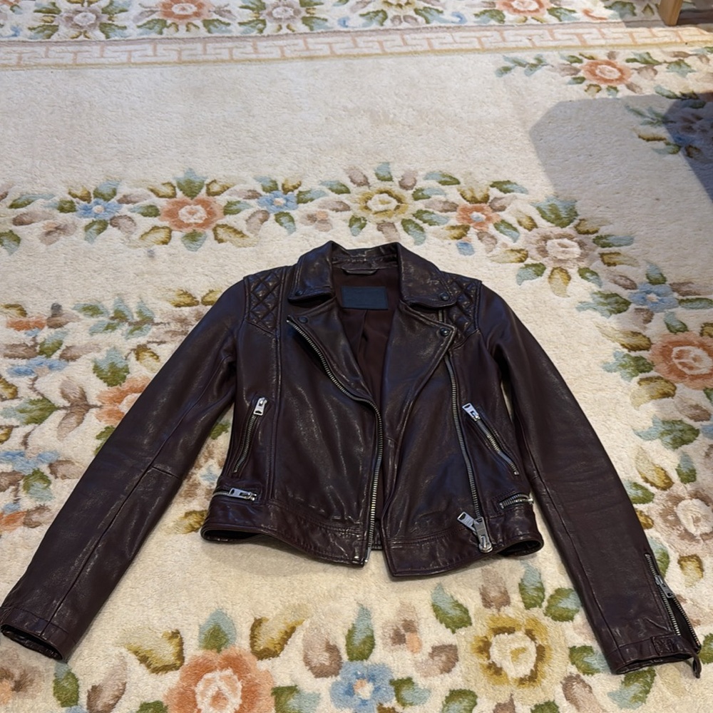 AllSaints Oxblood Leather Jacket